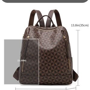 ✨Chic Brown Geometric Backpack With Wallet ✨
